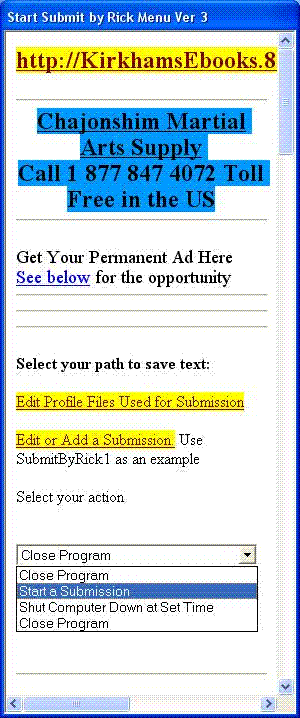 SubmitByRick Freeware Submission Program screenshot